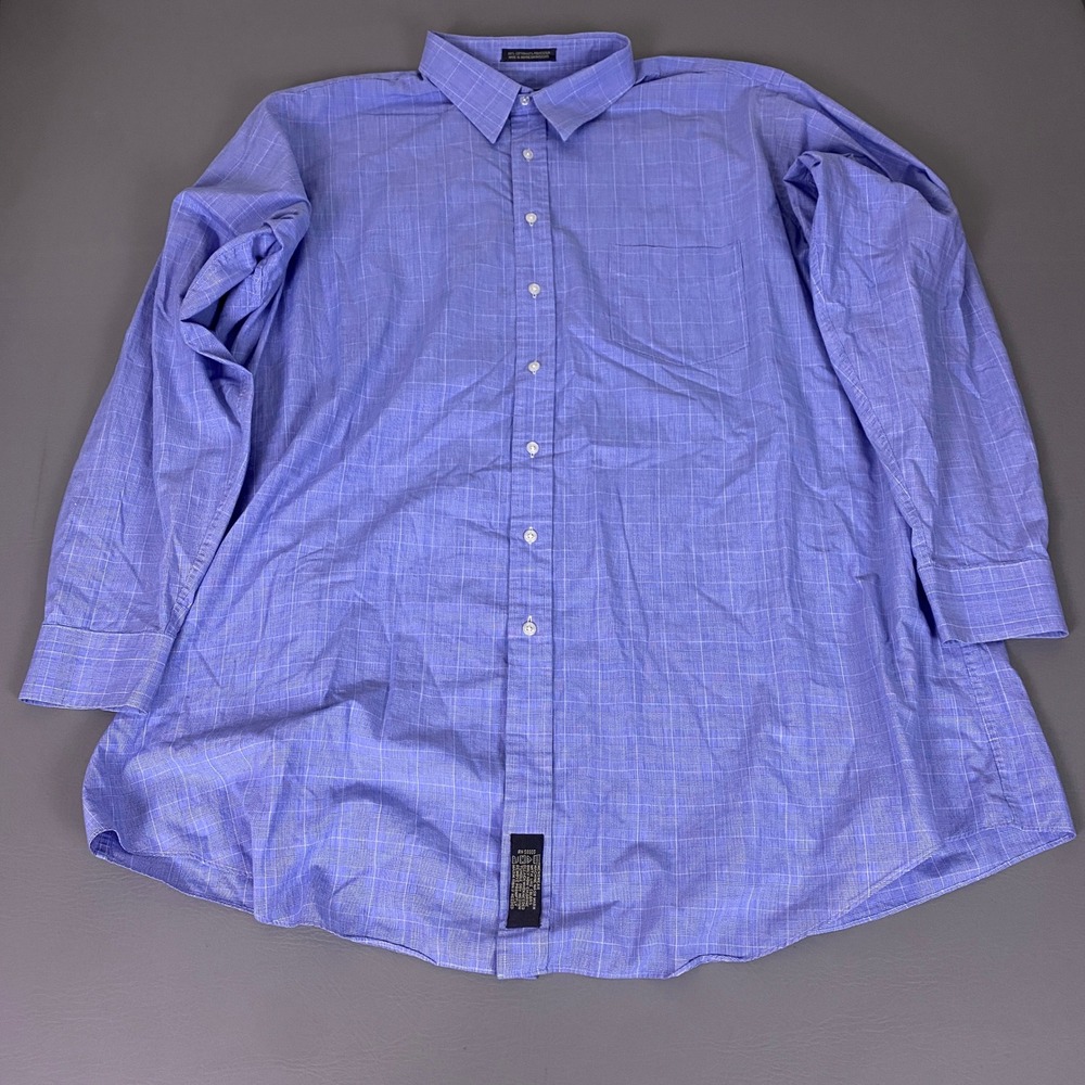 Alexander Lloyd Dress Shirt Mens 20 Tall 37/38 Blue Plaid Long Sleeve Button Up*